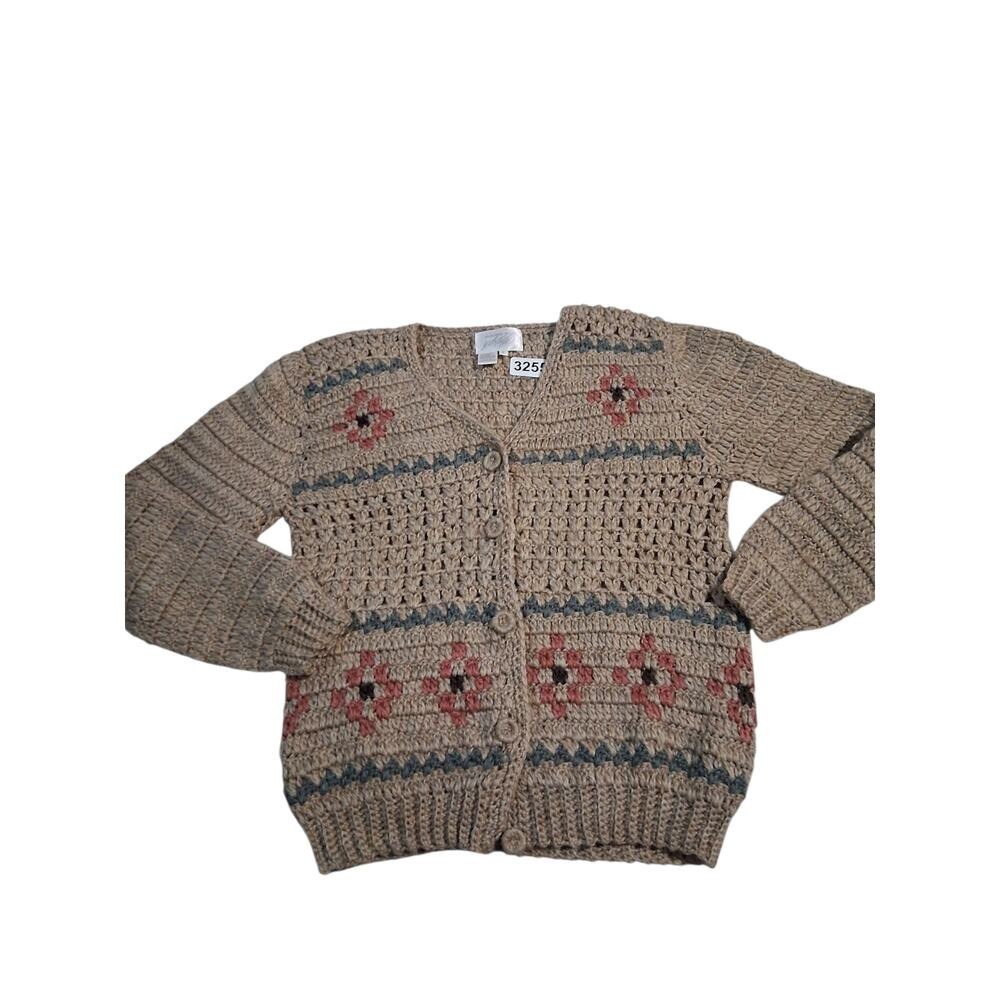 Y2k VTG Lord‎ & Taylor Wool Women size L Grandpa Fisherman Grannycore Cardigan - Picture 2 of 13